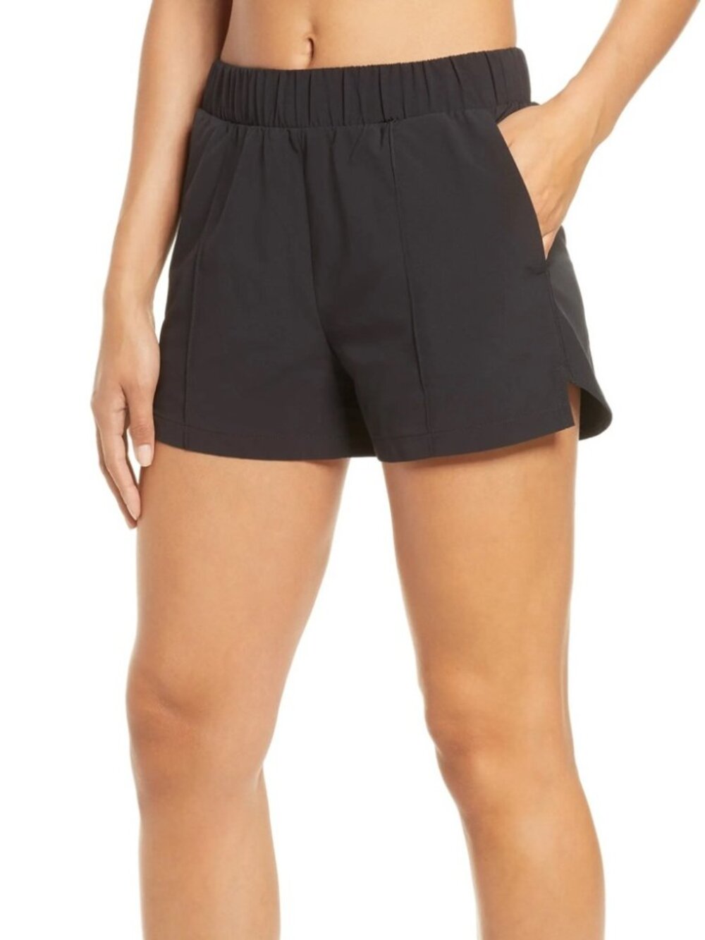 Zella Taylor Getaway High Waist Shorts BLACK, Size X-Large